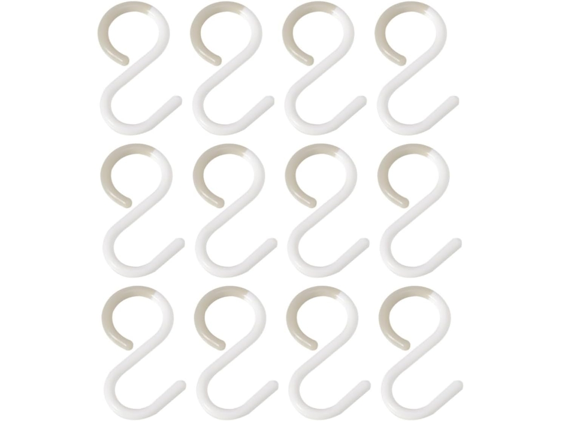 Conjunto De 12 Ganchos Plástico Branco Em Formato S Para Pendurar,