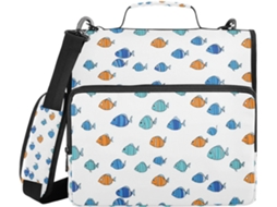 Bolsa com zíper, estampa de peixes em azul e laranja, com alça de ombro e alça transversal, fácil de transportar, 3,8 cm, dobrável em 1,5 polegadas.