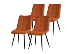 Conjunto de 4 Cadeiras de Jantar ML-DESIGN Laranja Cadeiras para Sala de Estar com Revestimento em Tecido e Pernas em Metal Preto