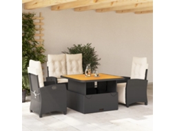 Vidaxl 4 Pcs Conjunto De Jardim P/ Jardim C/ Almofadões Vime Pe Preto