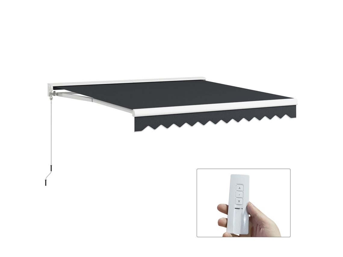 Toldo Retrátil Elétrico Manual com Controle Remoto Alumínio e Poliéster Cinza 295x250cm PROFESIA BOYANG