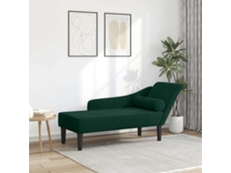 Vidaxl Chaise Longue Com Almofadões Veludo Verde-escuro