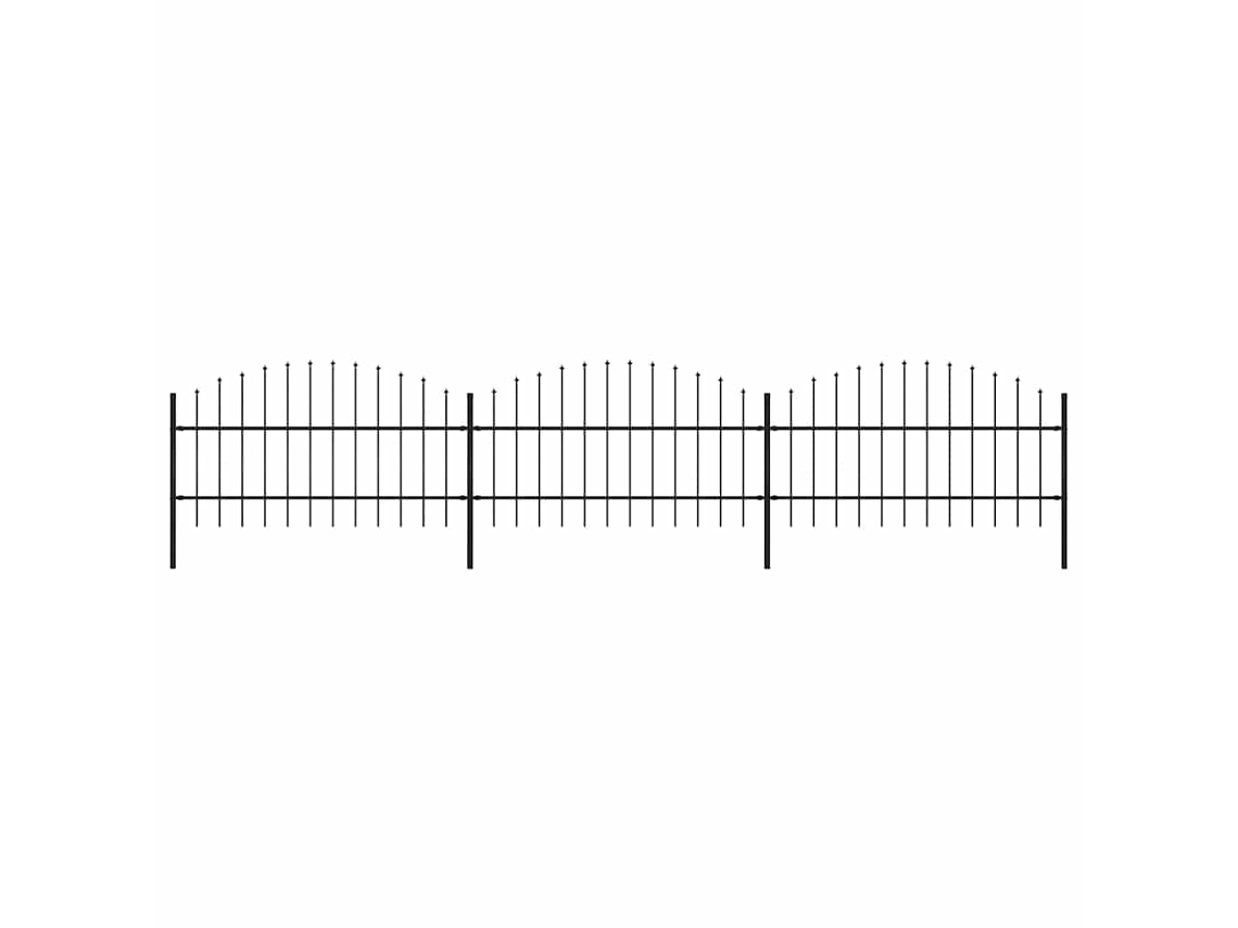 Vidaxl Cerca De Jardim Com Topo Em Forma De Lança Em Aço 537x100 Cm, Preta