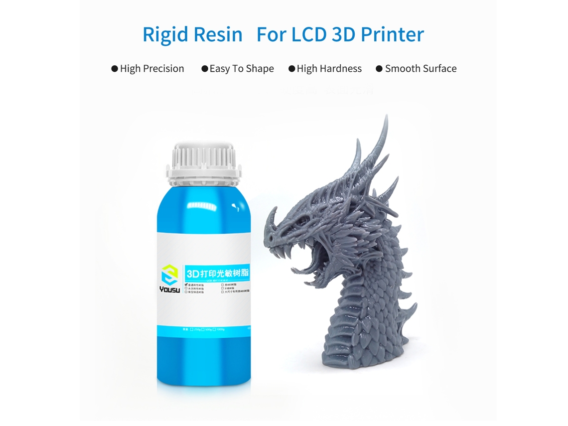 Resina Rígida Para Impresora 3d Lcd 95d 405nm Curado Rápido Material De Impresión 1000g Blanco Yousu