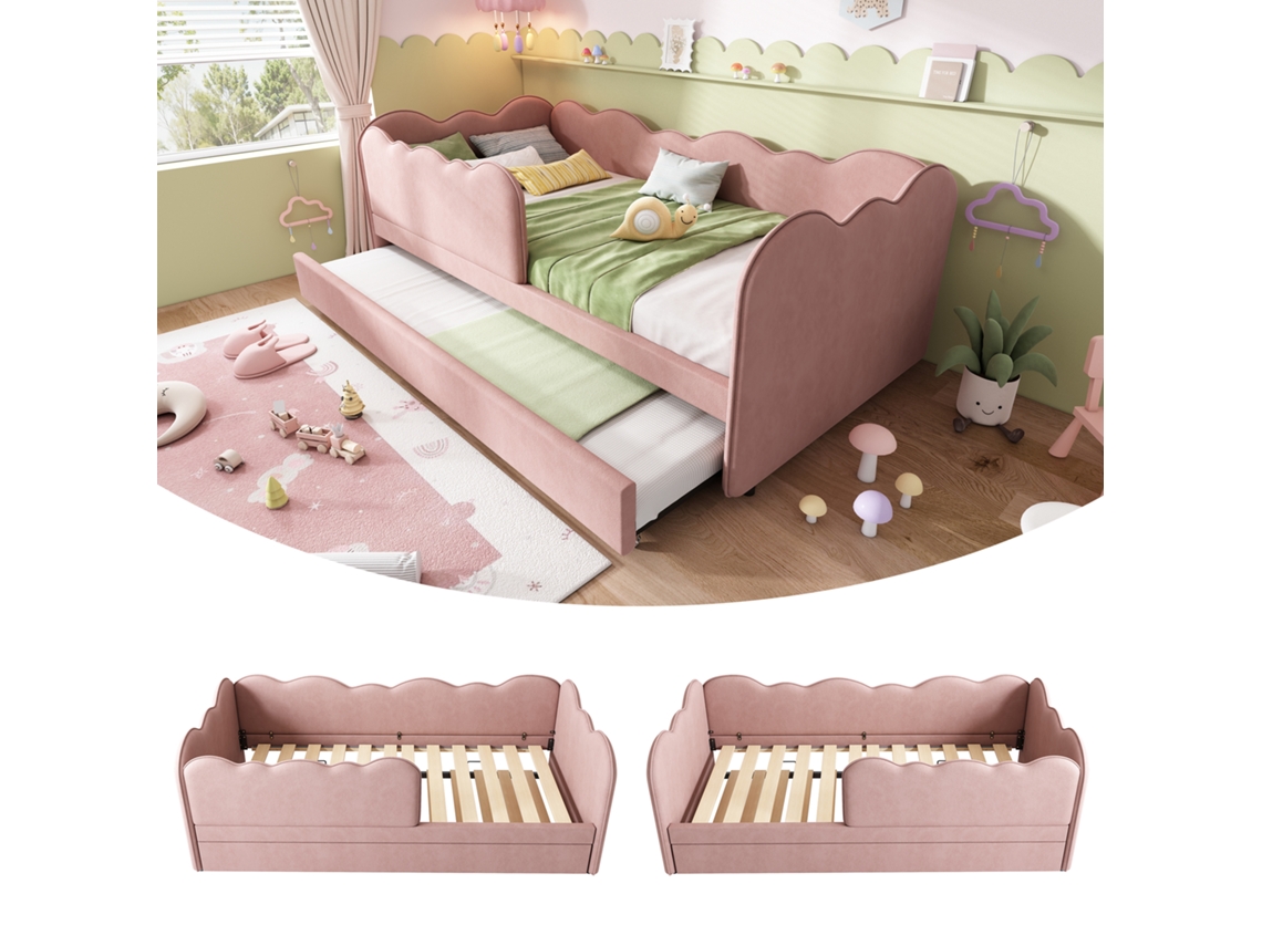 Cama Daybett 90x190cm Rosa Samt Com Berço Sem Colchão