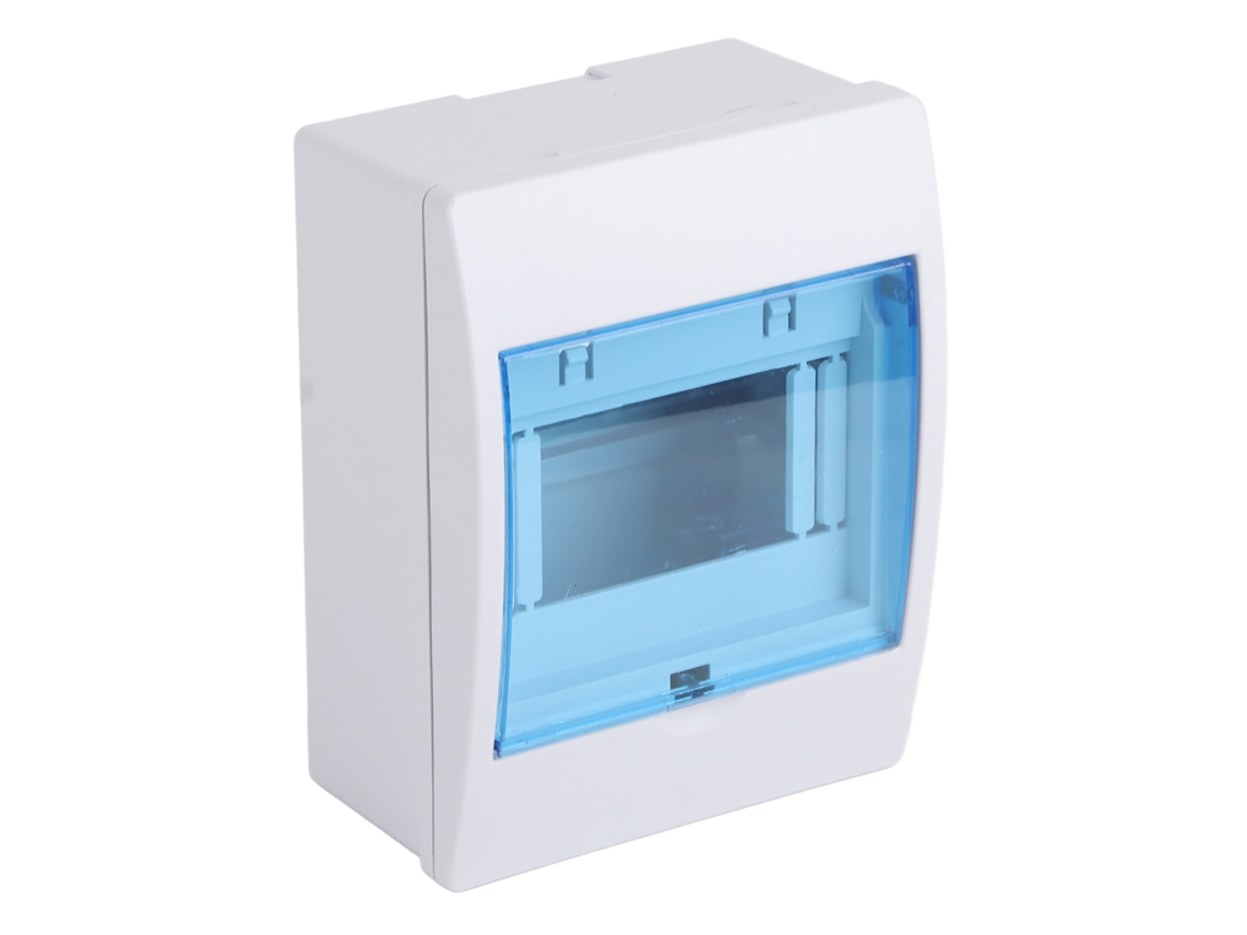 Caixa de distribuição plástica 4-6 vias com tampa transparente azul