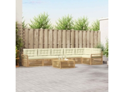Vidaxl Conjunto De Sofás Para Exterior 7 Unid. Branco E Creme