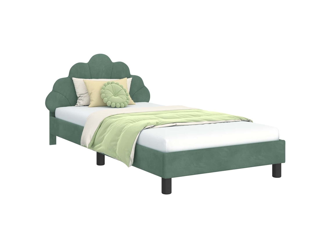 Cama De Solteiro | Camas Para Quarto | Estrutura De Cama Infantil Com Cabeceira Verde Do Mar Veludo