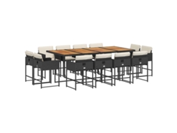 Conjunto de 13 Jantar para Jardim com Almofadões Vime Pe Preto MAISON EXCLUSIVE