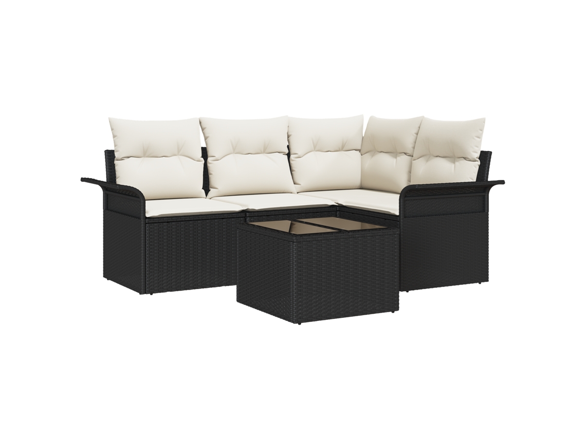 Conjunto 5 Móveis De Jardim Vidaxl Preto Vime Pe (187,5 X 132,5 X 69 Cm)