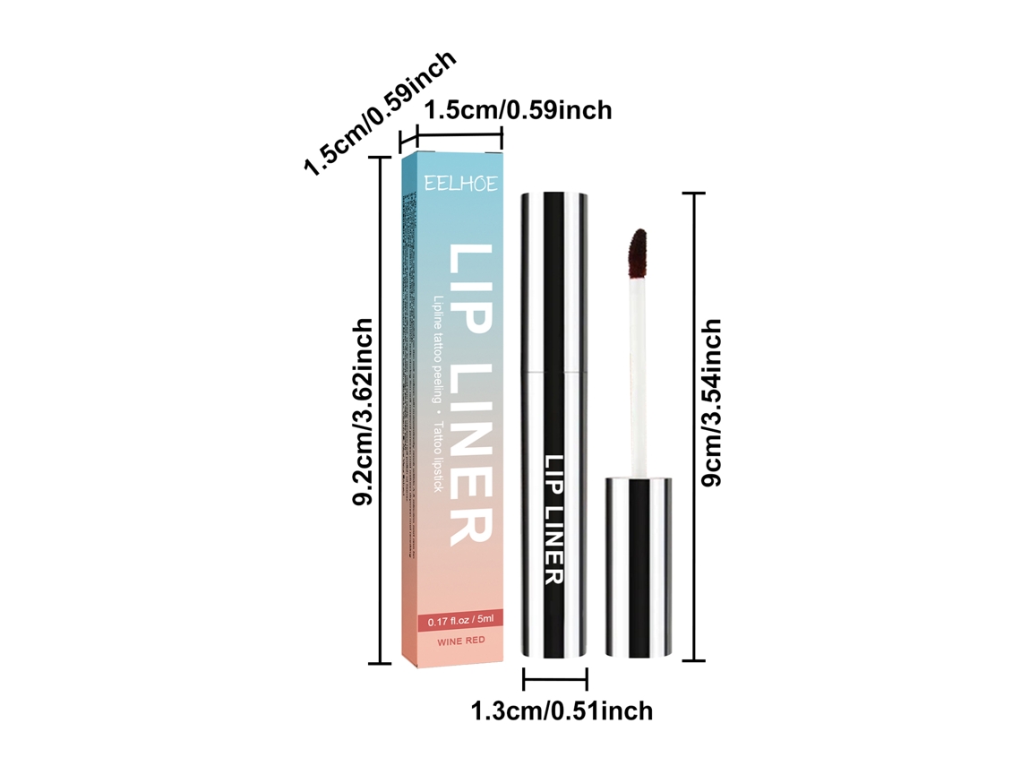 Delineador De Lábios Impermeável Sem Mancha Com Pincel, Forma E Peel-off Para Cor Duradoura