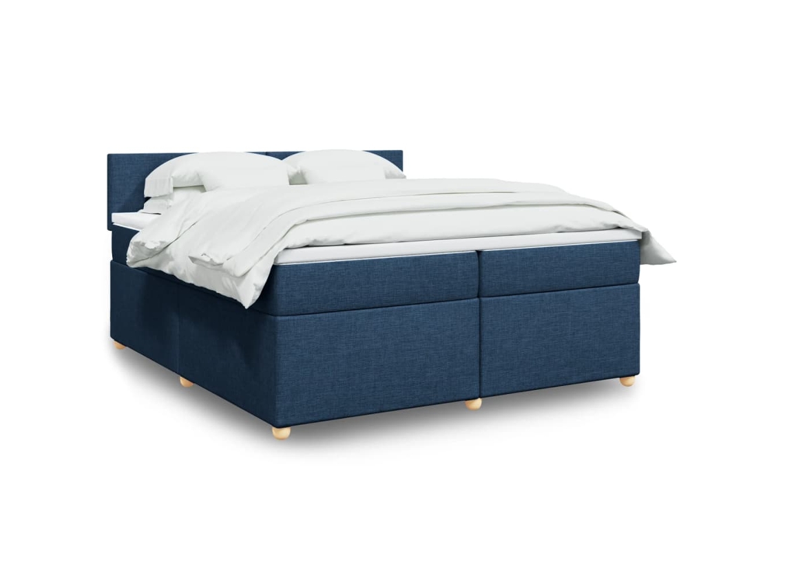 Vidaxl Cama Com Molas/colchão 200x200 Cm Tecido Azul