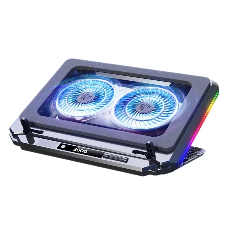 Base de resfriamento MDUG para notebook gamer, RGB, duas ventoinhas, ajuste de ângulo