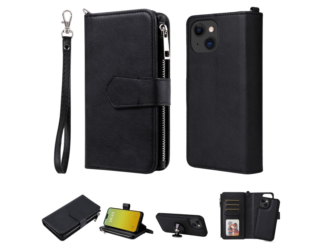 Capa Para Iphone 15 Pele Sintética Preto