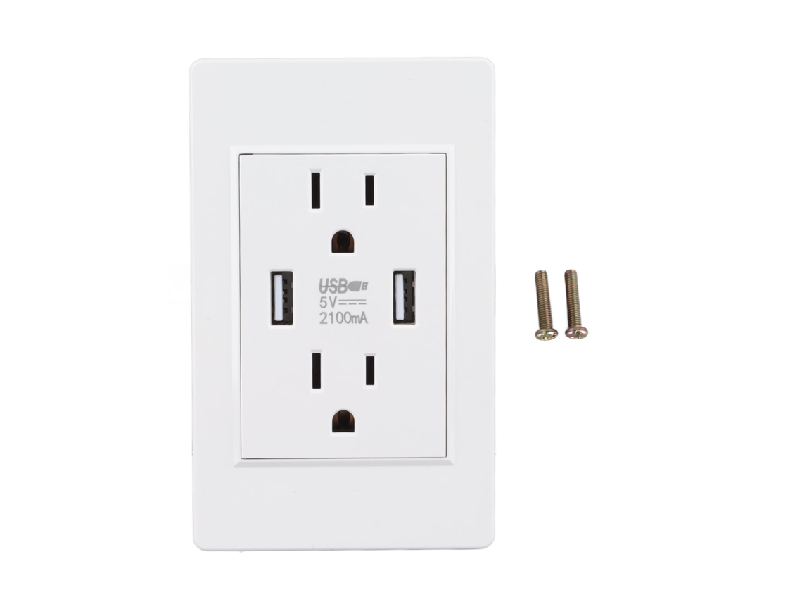Tomada Padrão Dos Eua Com Portas Usb Duplas - Laxiscreed Branca Para Carregamento Fácil