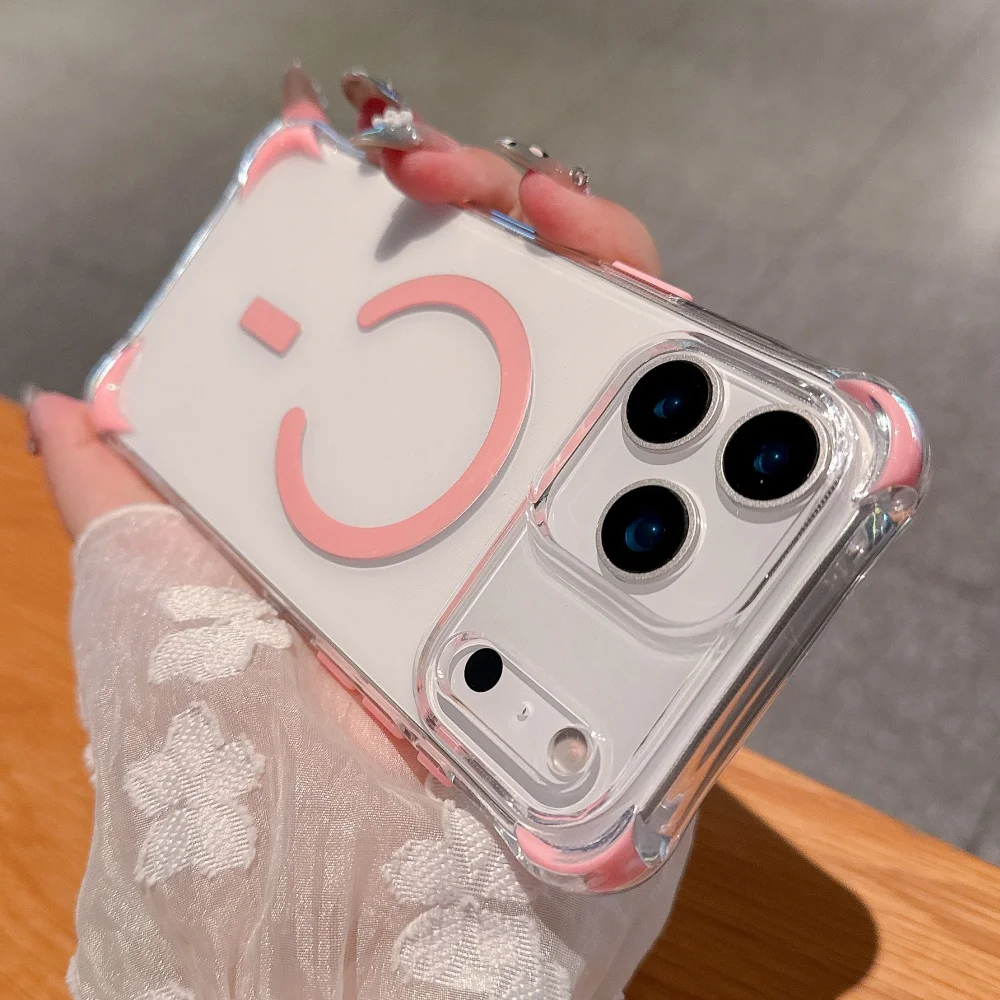 (rosa 12pro) Capa Protetora Magnética, Resistente A Impactos, Com Moldura Transparente De Silicone Macio.