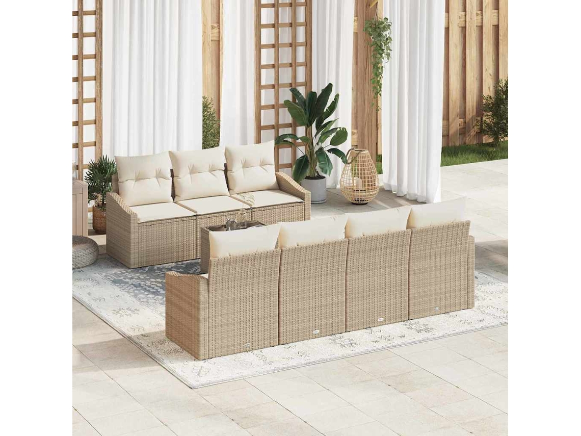 Vidaxl Conjunto De Sofás 8 Unid. Bege E Creme Vime Pe
