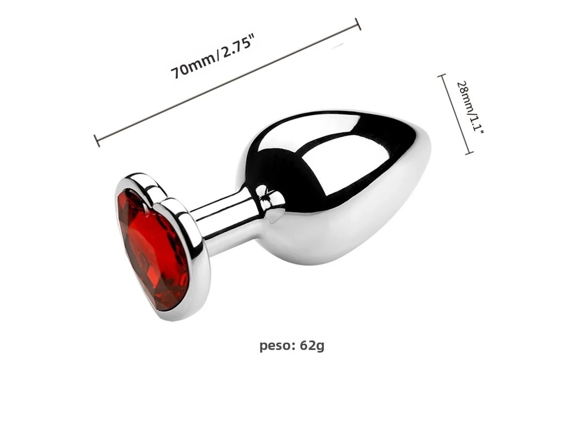 (vermelho S) Plug Anal De Metal Unissex, Brinquedo Para Masturbação