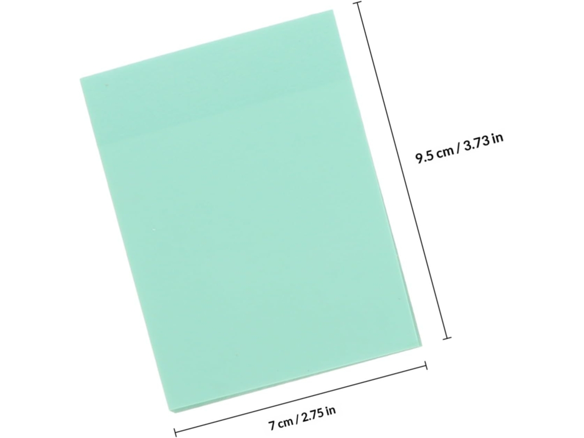 Blocos de notas adesivas transparentes em PET, 5 blocos, 50 folhas cada, para lembretes e anotações.