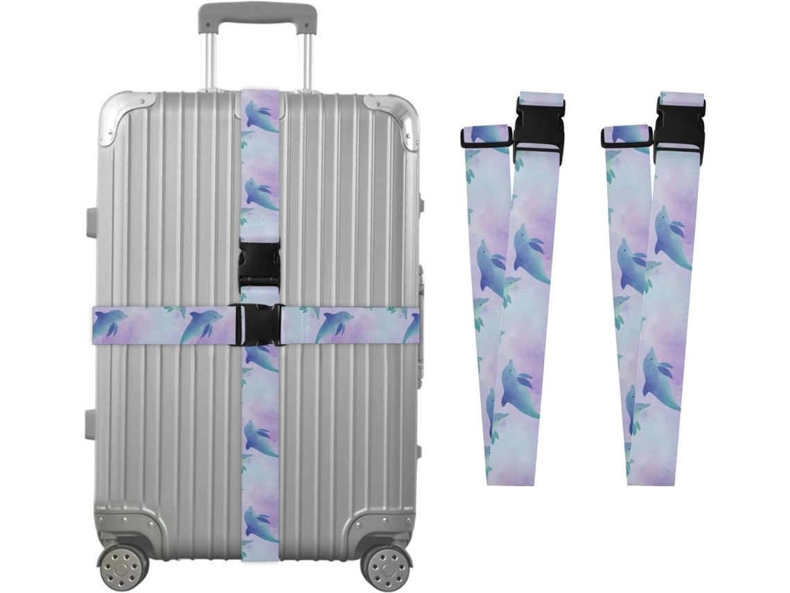 Conjunto De 2 Cintas Bagagem Personalizáveis Com Fivelas Para Malas, Com Estampa De Nebulosa Golfinhos