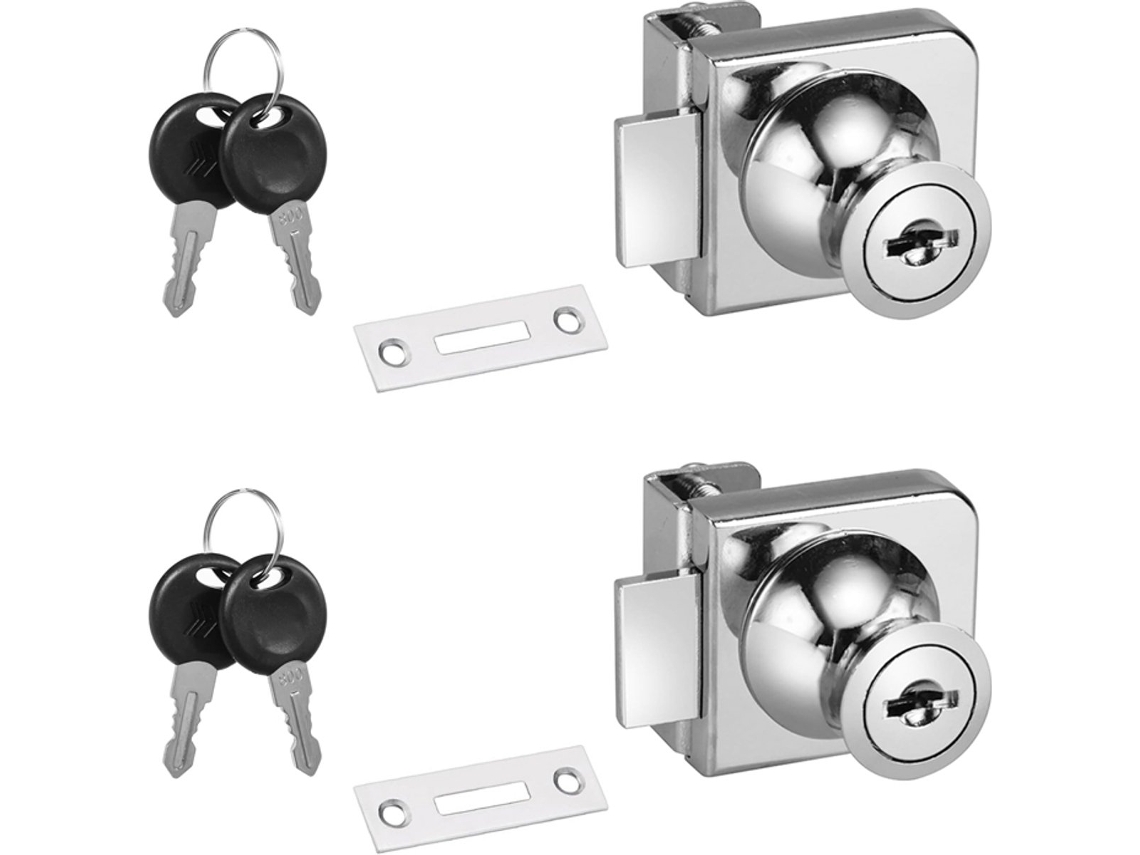 Fechadura Para Porta De Vidro Sem Furo, 2 Peças Prateadas, Liga Zinco 5 A 8 Mm, Com Chaves, Estilo C