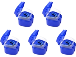 Estojo para Dentadura Azul Escuro , Cortador de Dentadura com Filtro, Caixa Organizadora para Banho de Dentadura. SFUSHOS (5 Unidades)