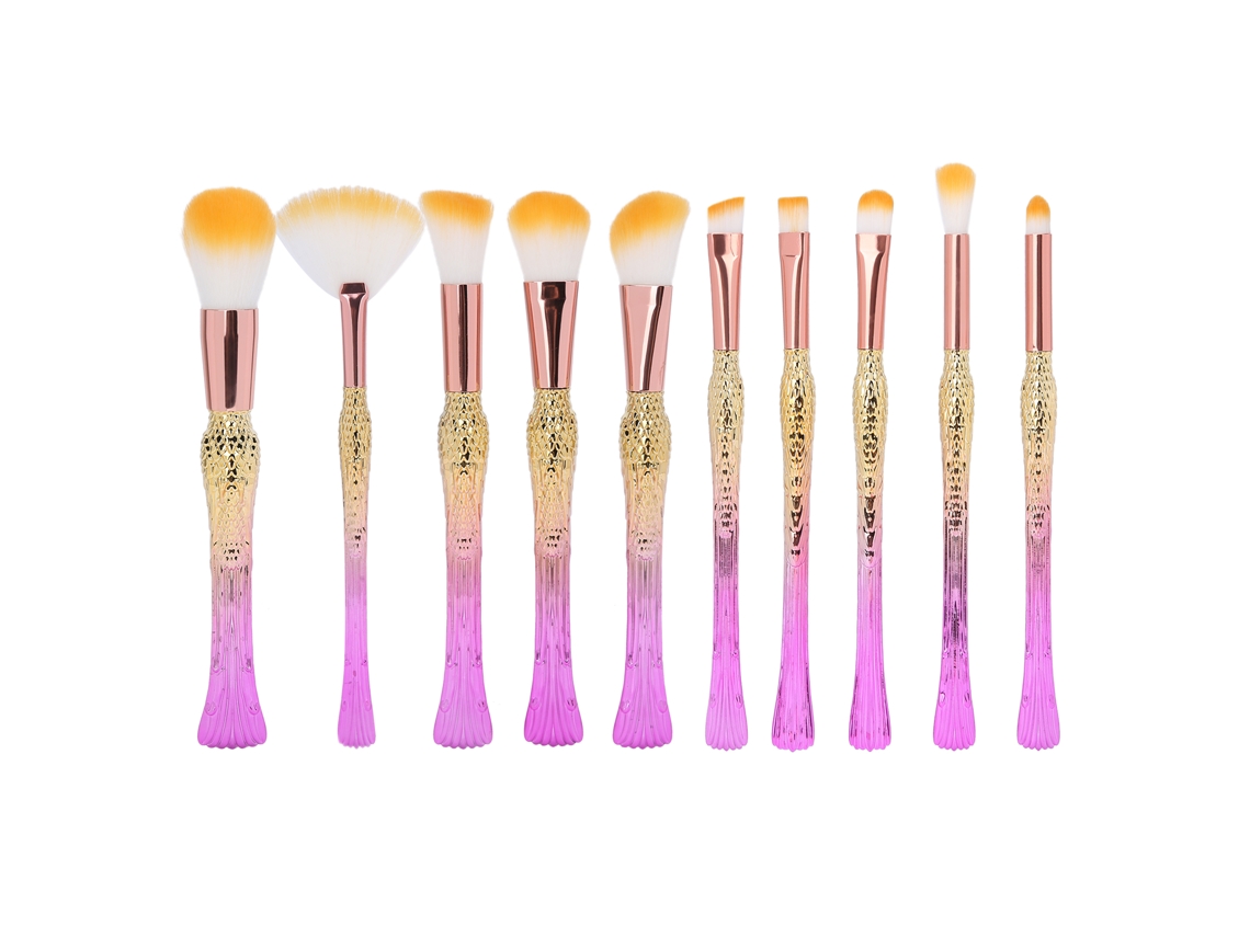 10 Piezas De Conjunto De Pincéis De Maquiagem Profissional Para Mulheres, Pele Suave, Fibra Sintética Durável, Ideal Para Rostro E Olhos