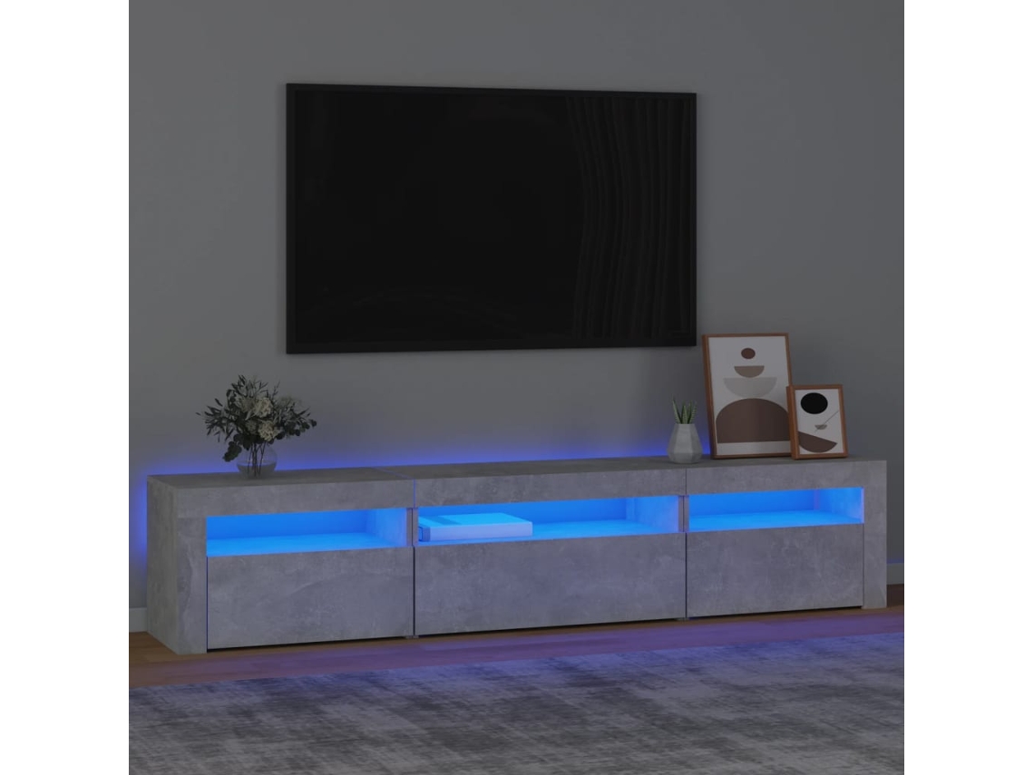 Mã³vel De Tv Com Luzes Led 195x35x40 Cm Cinzento Cimento DKD HOME DECOR