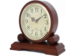 Relógio De Mesa Em Madeira Com Superfície E Números Em Bronze, Silencioso, 23 Cm, Marrom Truyuety