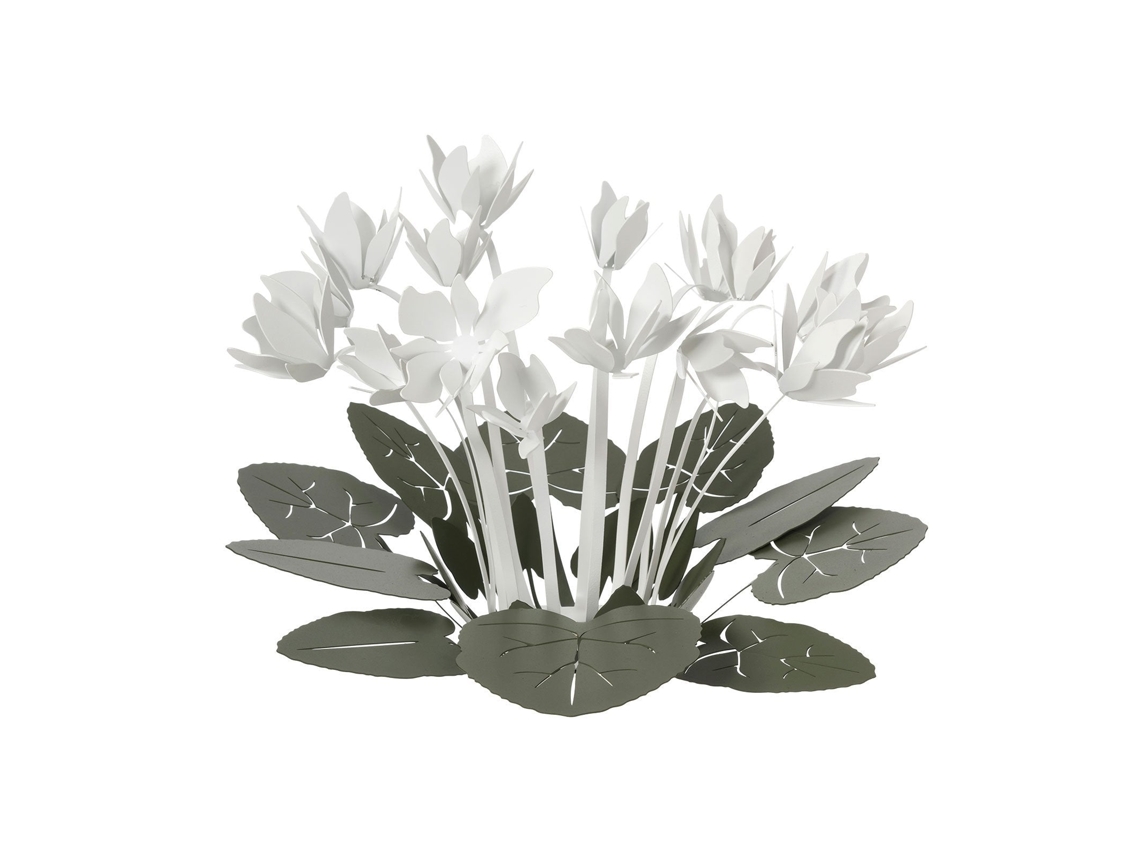 Peça Central Decorativa Ciclamino Ø38 Cm Em Ferro, Verde Sálvia E Branco, Design Floral Moderno Para Mesa Ou Sala Fabricado Na Itália Arti Mestieri