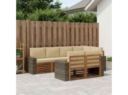 Vidaxl Conjunto De Sofá Sectional Com Almofada 7 Pcs Natural E Bege
