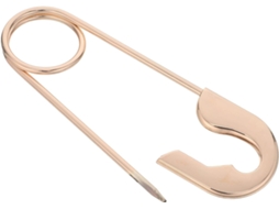 Alfinete moderno em liga de zinco com bordas finamente polidas, ideal para tecidos leves e papéis delicados.