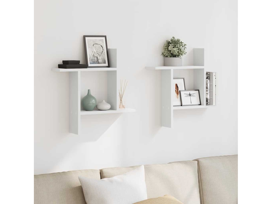 Vidaxl Prateleiras De Parede 2 Pcs 50x12x50cm Derivados Madeira Branco