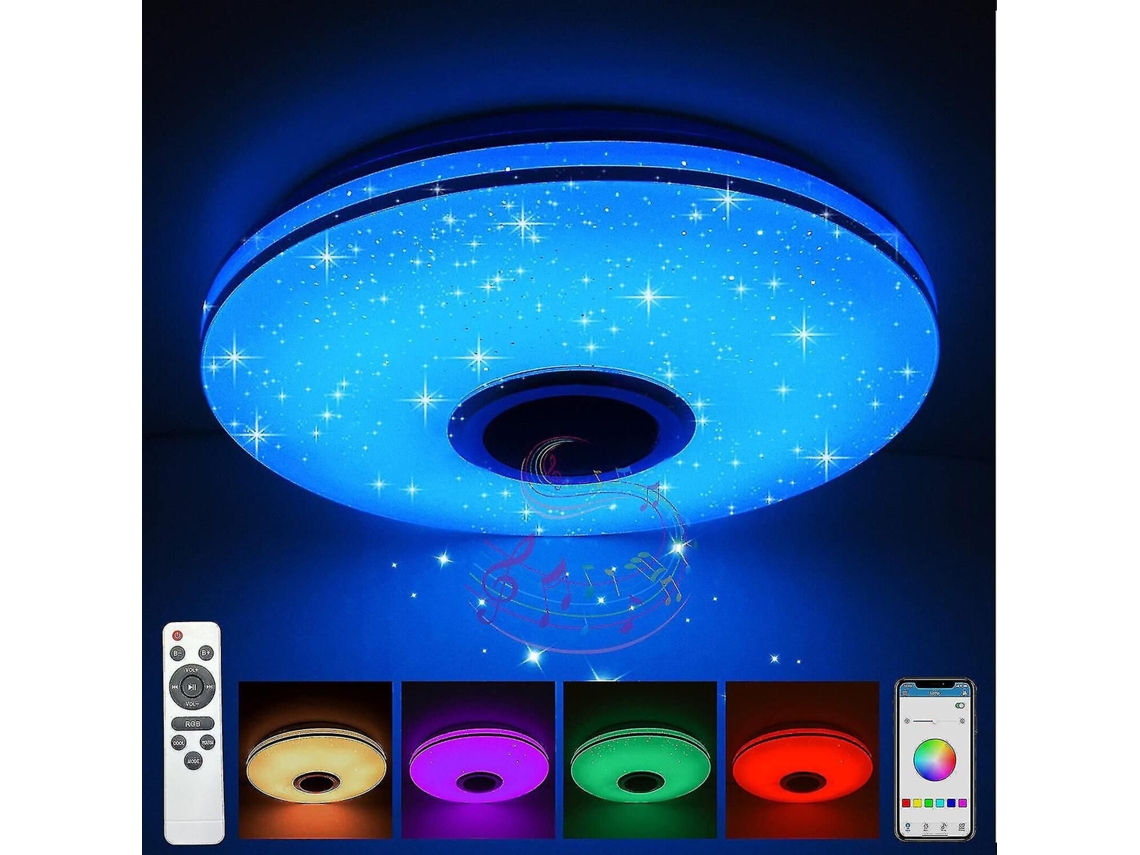 Luminária de teto LED dimerizável com mudança de cor RGB e alto-falante Bluetooth S/MARCA