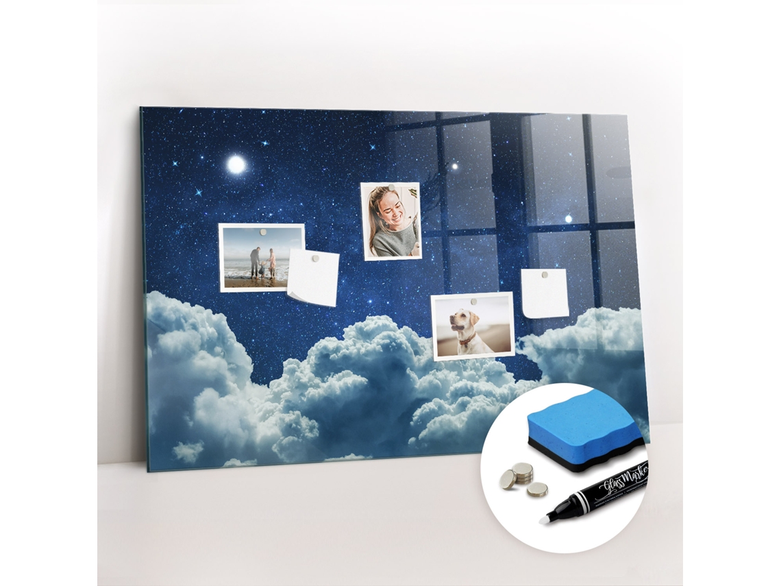 Quadro De Vidro Magnético Céu Noturno Para O Quarto Das Crianças Espelharte (90x60 Cm)