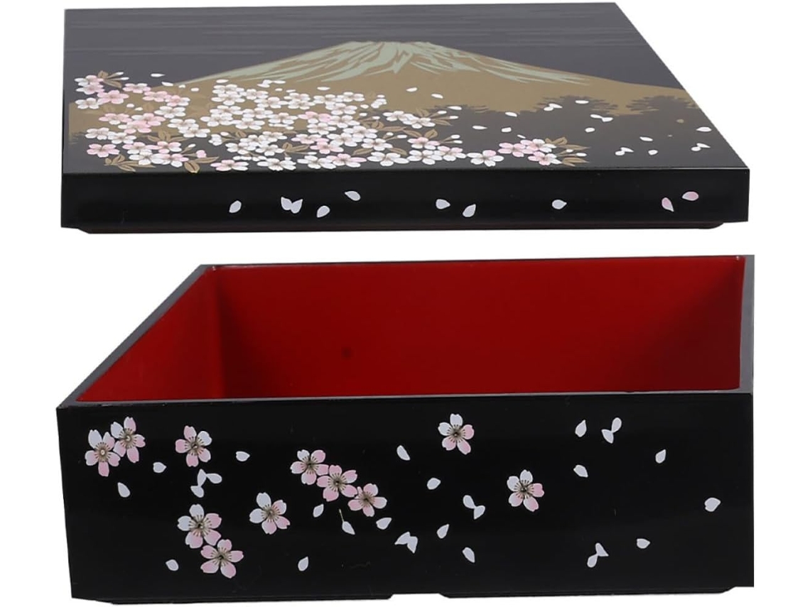 Marmita Bento Zerodeko Realista Com O Monte Fuji, Feita De Plástico Resistente E Com Vedação Hermética, Ideal Para