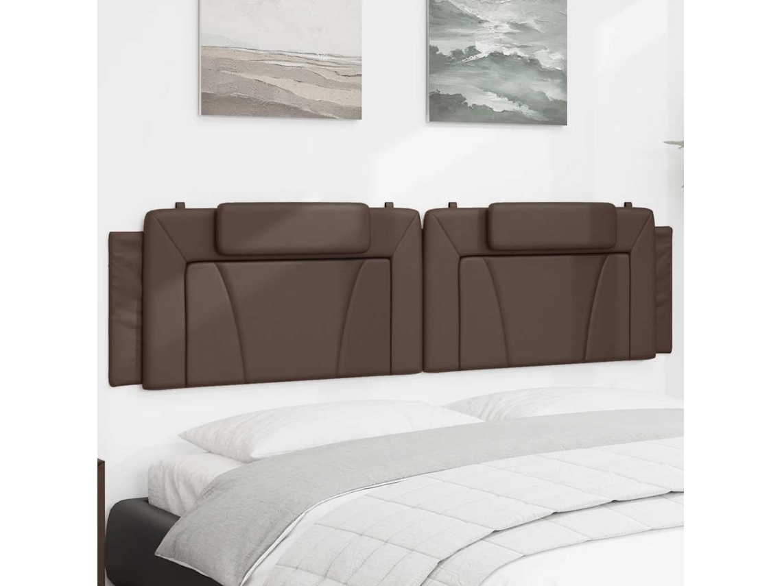 Vidaxl Almofadão De Cabeceira Viana 200 Cm Couro Artificial Castanho