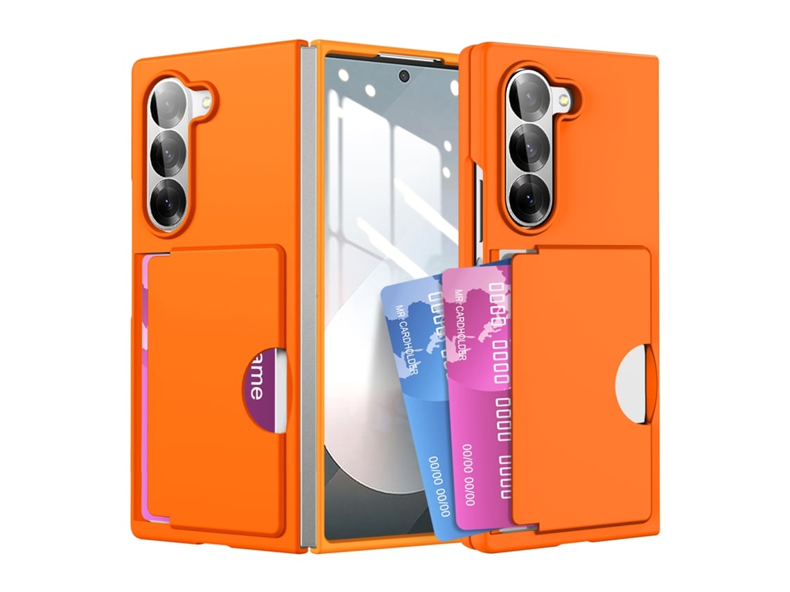 Capa Chrui Para Samsung Galaxy Z Fold 7, Proteção Completa Com Porta-cartões (compatível, Laranja)