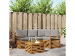 Vidaxl Conjunto De Sofás Para Exterior 5 Pcs Cinza Natural E Claro