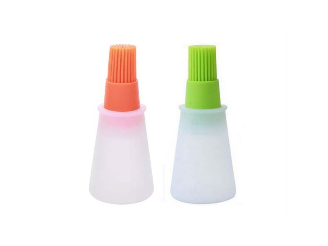 2026 linjou Escova de Silicone de Óleo 2 Peças para Churrasco Confeitaria Resistente Ao Calor 60ml Laranja Verde