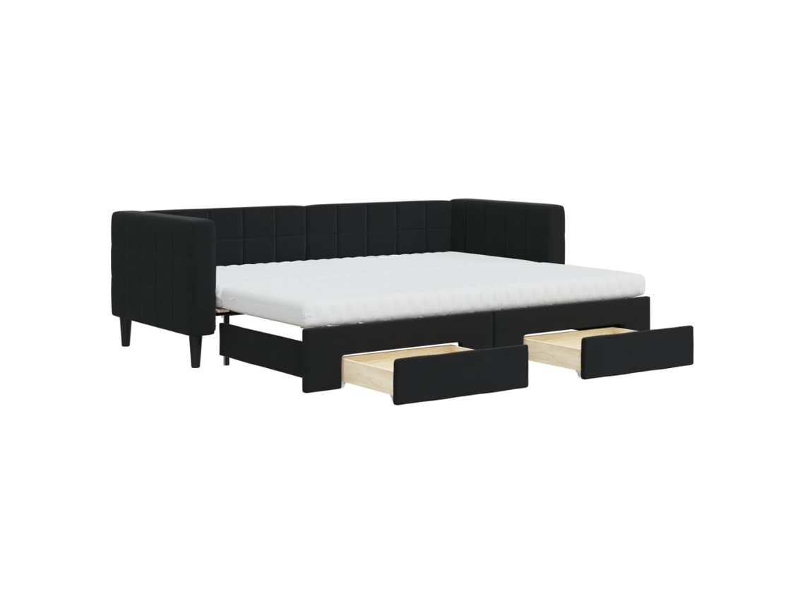 Daybed With Trundle, Daybeds With Trundles Vidaxl Preto Veludo (80 X 200 Cm)