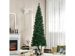 Árvore De Natal Fir Artificial 2,1m Com Suporte, Leds, 1 Poinsétia, Verde