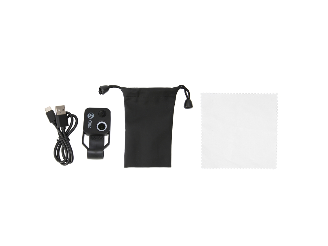 Microscópio de bolso 200x com lente CPL, clip universal para iPhone Android | S/MARCA