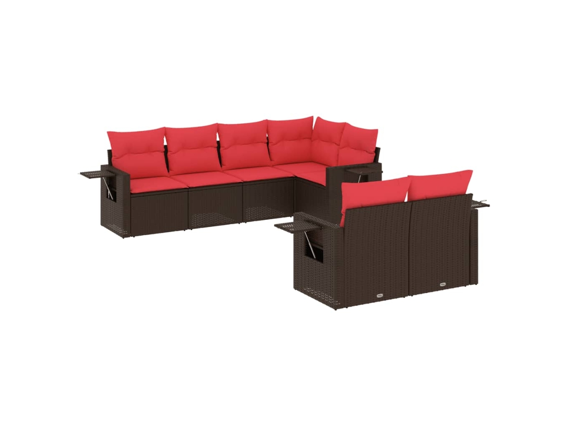 Conjunto de Sofá de Jardim, 7 Peças, Almofadas, Rattan Preto MAISON EXCLUSIVE