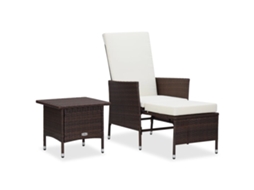 Vidaxl 2 Pcs Conjunto Lounge Jardim C/ Almofadões Vime Pe Castanho
