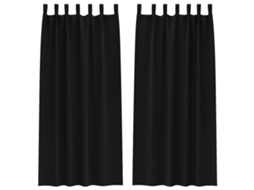 Maison Exclusive - Cortinas Blackout Com Argolas 2 Pcs Preto 245 X 140 Cm