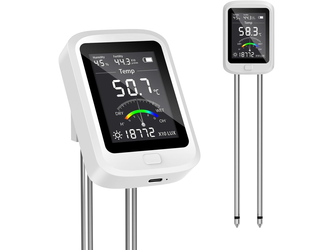 Testador Digital de Solo 6 em 1 X001 Ph, Umidade, Fertilidade, Luz, Temperatura Jardineiros Plantas