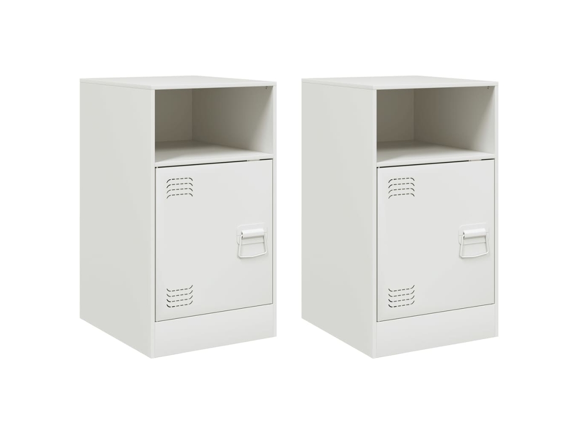 Bedside Cabinet, Bedside Cabinets Vidaxl Branco Aço (n/a)