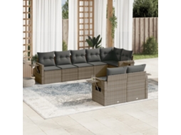 Vidaxl 8 Pcs Conjunto Sofás de Jardim C/ Almofadões Vime Pe Cinzento