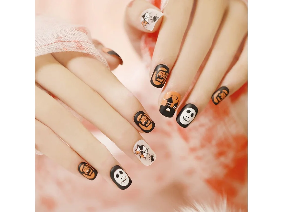 Conjunto de 24 Peças de Tips de Halloween em Estilo Curto Modelo Jp1236